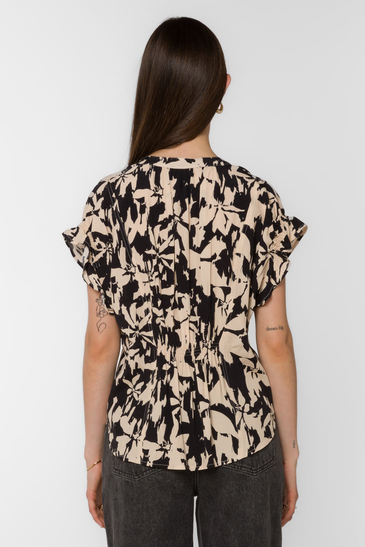 Avery Black Cream Floral Top - Tops - Velvet Heart Clothing