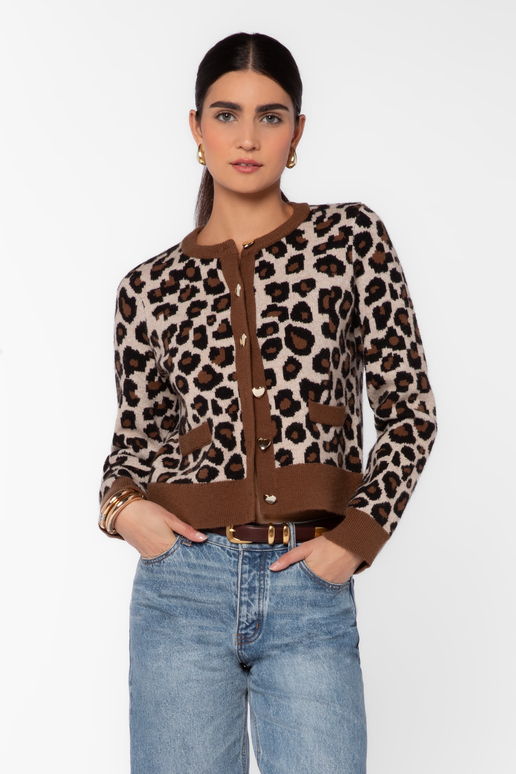 Aylin Brown Leopard Cardigan - Sweaters - Velvet Heart Clothing