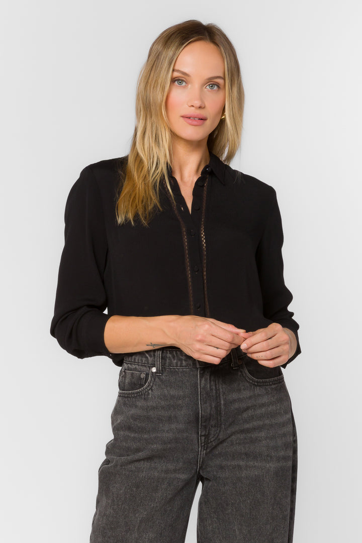 Bally Black Shirt - Tops - Velvet Heart Clothing