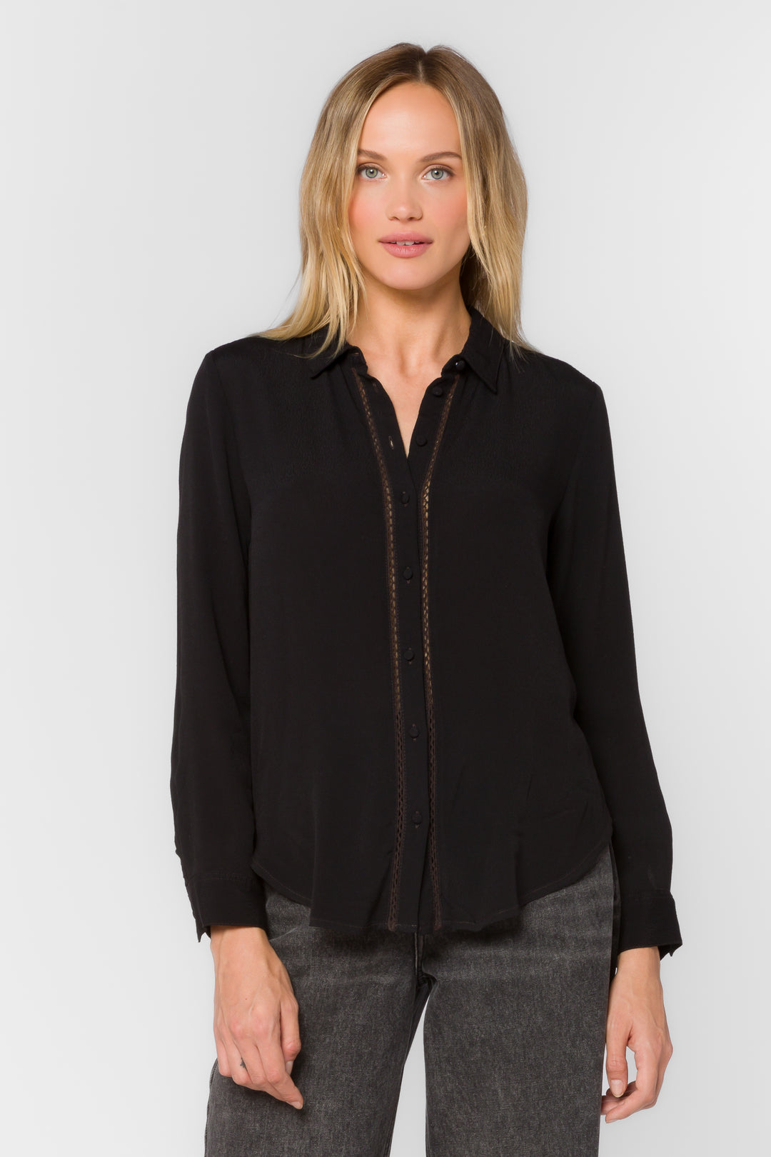 Bally Black Shirt - Tops - Velvet Heart Clothing