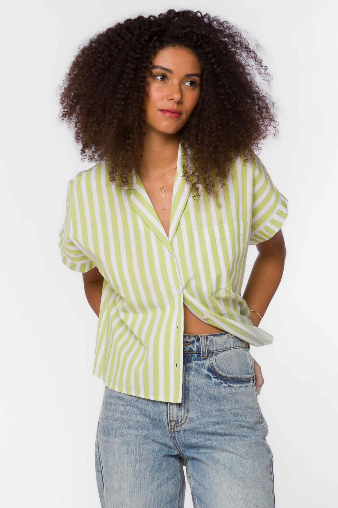 Bane Citron White Stripe Shirt - Tops - Velvet Heart Clothing