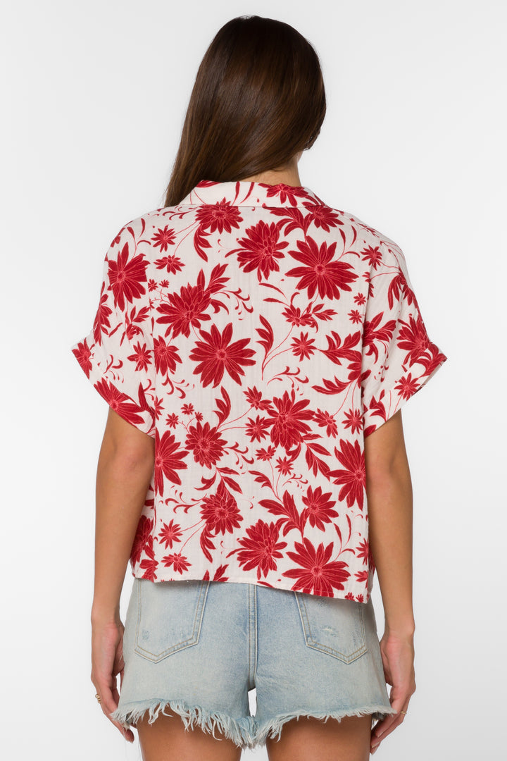 Bane Red Floral Shirt - Tops - Velvet Heart Clothing