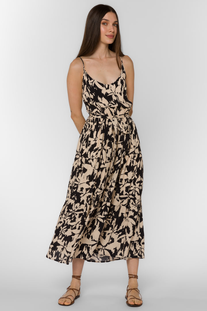 Barbados Black Cream Floral Dress - Dresses - Velvet Heart Clothing