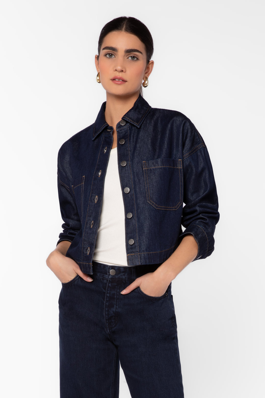 Bastille Indigo Cropped Denim Shirt