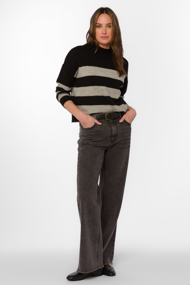 Belinda Black Rugby Stripe Sweater - Sweaters - Velvet Heart Clothing