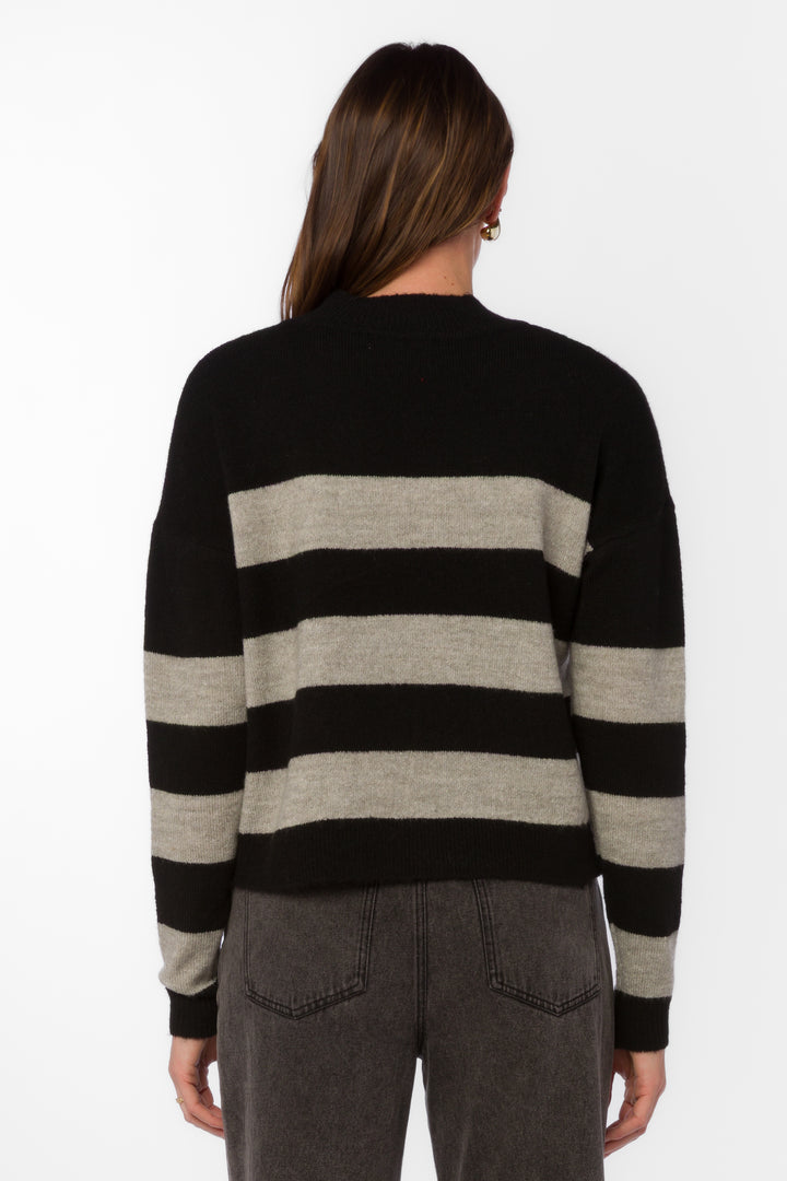 Belinda Black Rugby Stripe Sweater - Sweaters - Velvet Heart Clothing