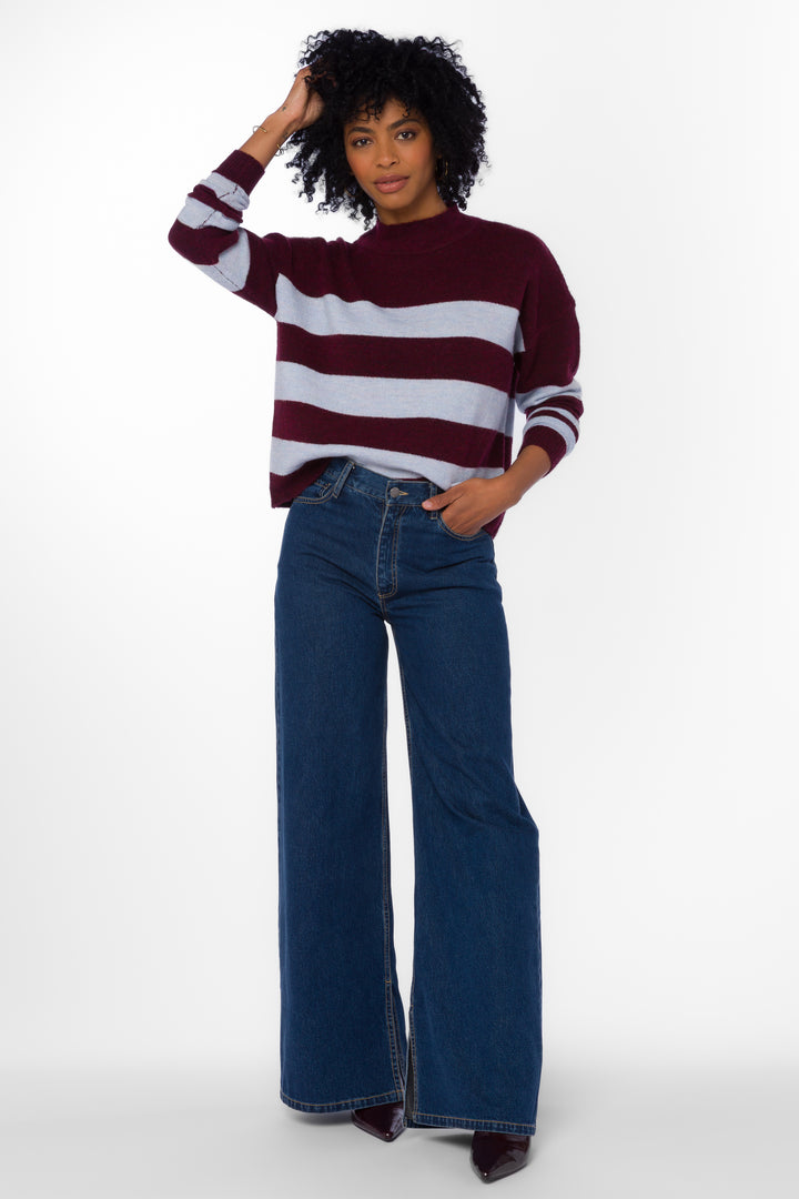 Belinda Bordeaux Rugby Stripe Sweater - Sweaters - Velvet Heart Clothing