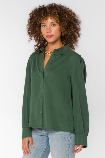 Bellamy Dark Green Shirt - Tops - Velvet Heart Clothing
