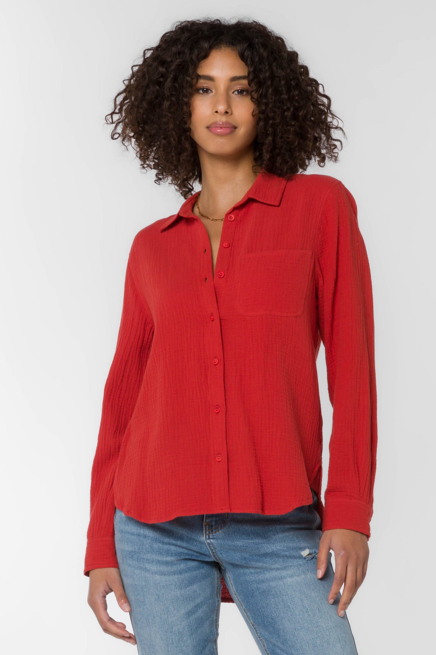 Bennett Red Shirt - Tops - Velvet Heart Clothing