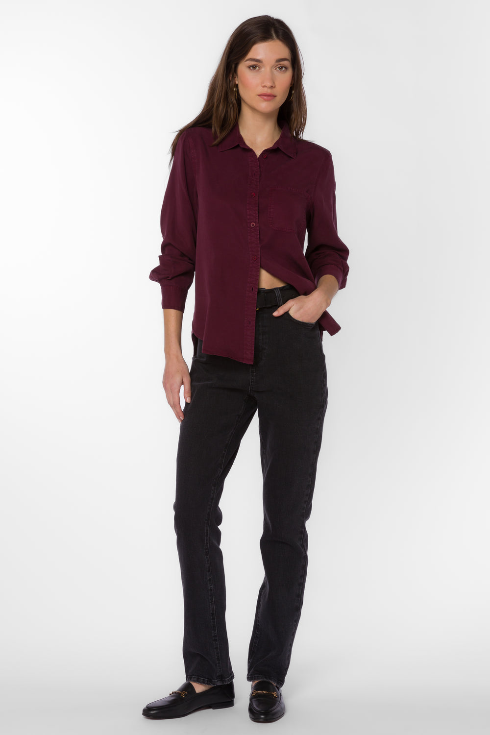 Bennett Prune Shirt - Tops - Velvet Heart Clothing