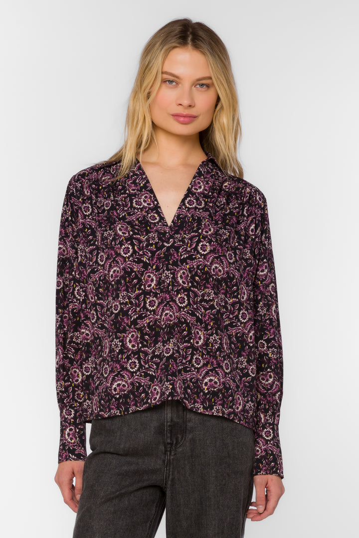 Beretta Floral Jacobean Top - Tops - Velvet Heart Clothing