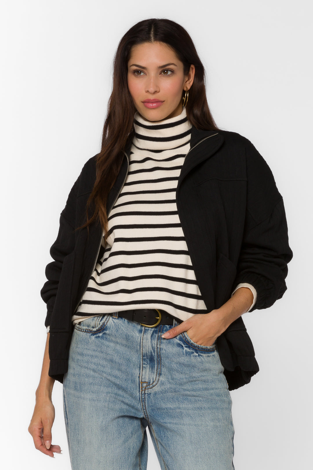 Berkeley Black Bomber Jacket - Jackets & Outerwear - Velvet Heart Clothing