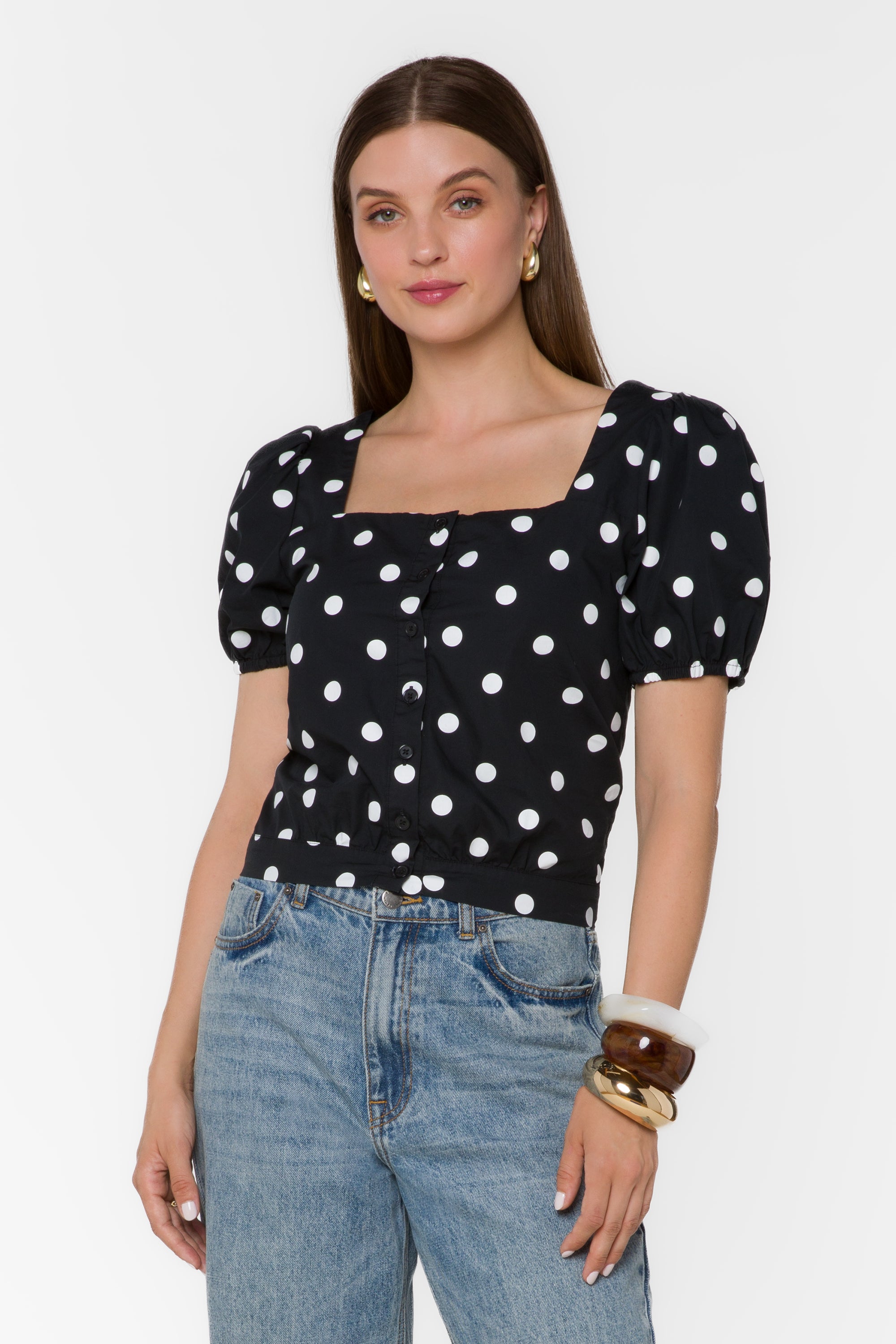 Bethie Black Dotted Top – Velvet Heart Clothing