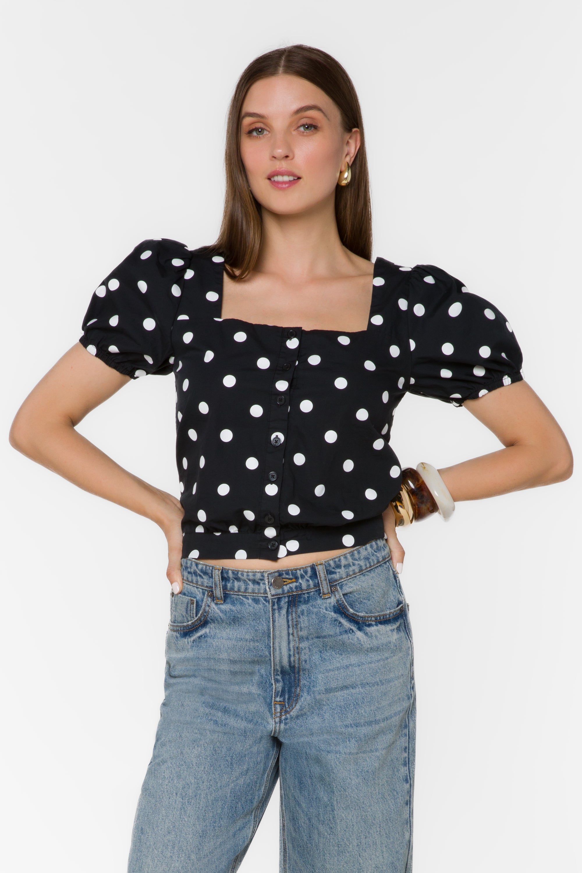 Bethie Black Dotted Top – Velvet Heart Clothing