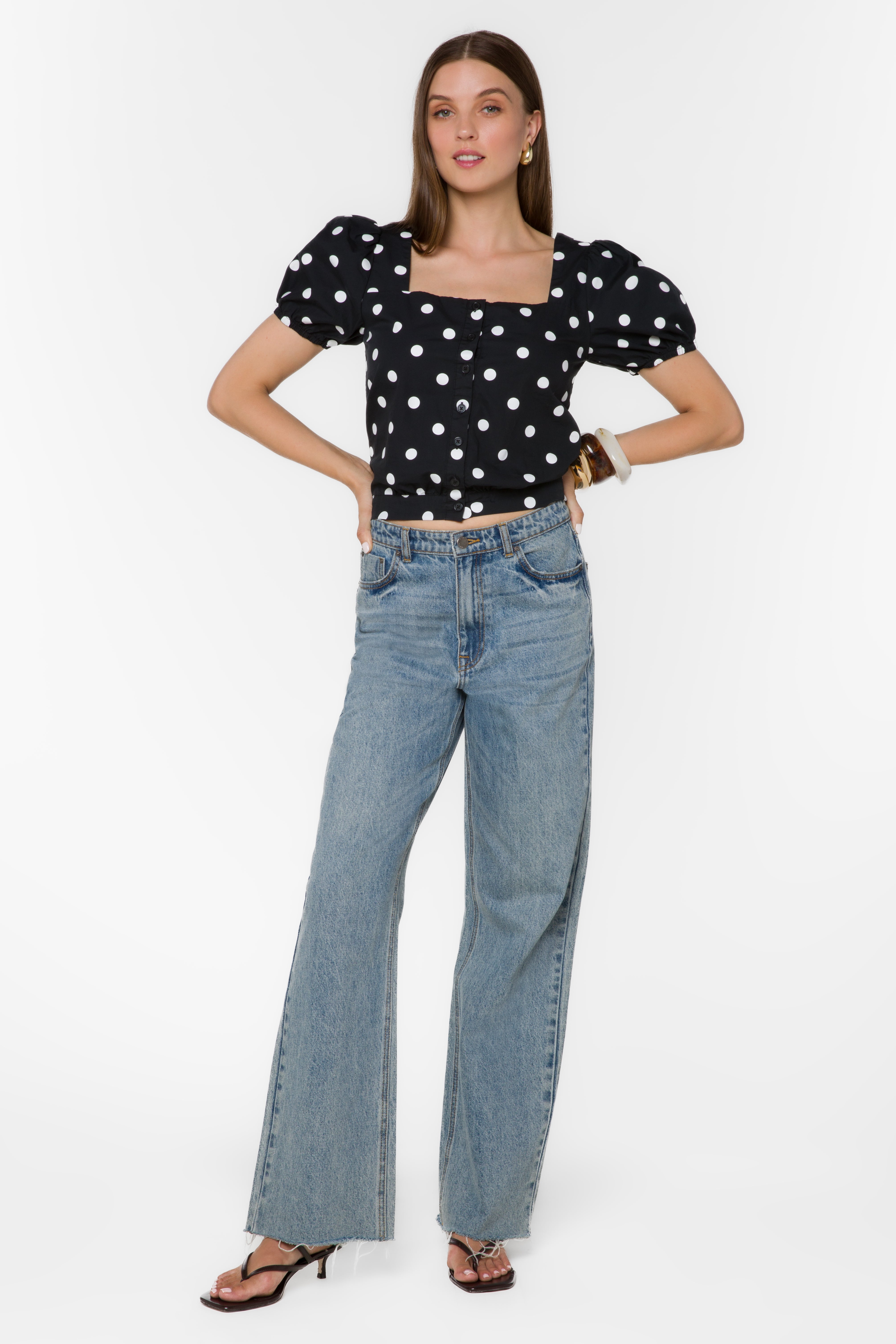 Bethie Black Dotted Top – Velvet Heart Clothing