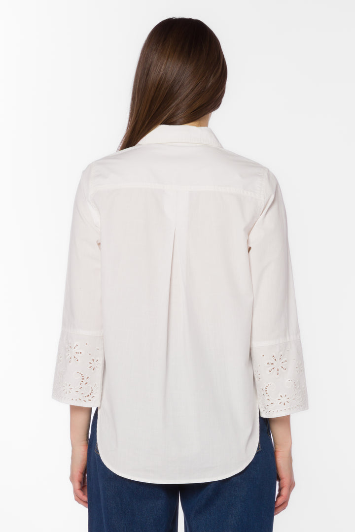Blake White Embroidered Shirt -  - Velvet Heart Clothing