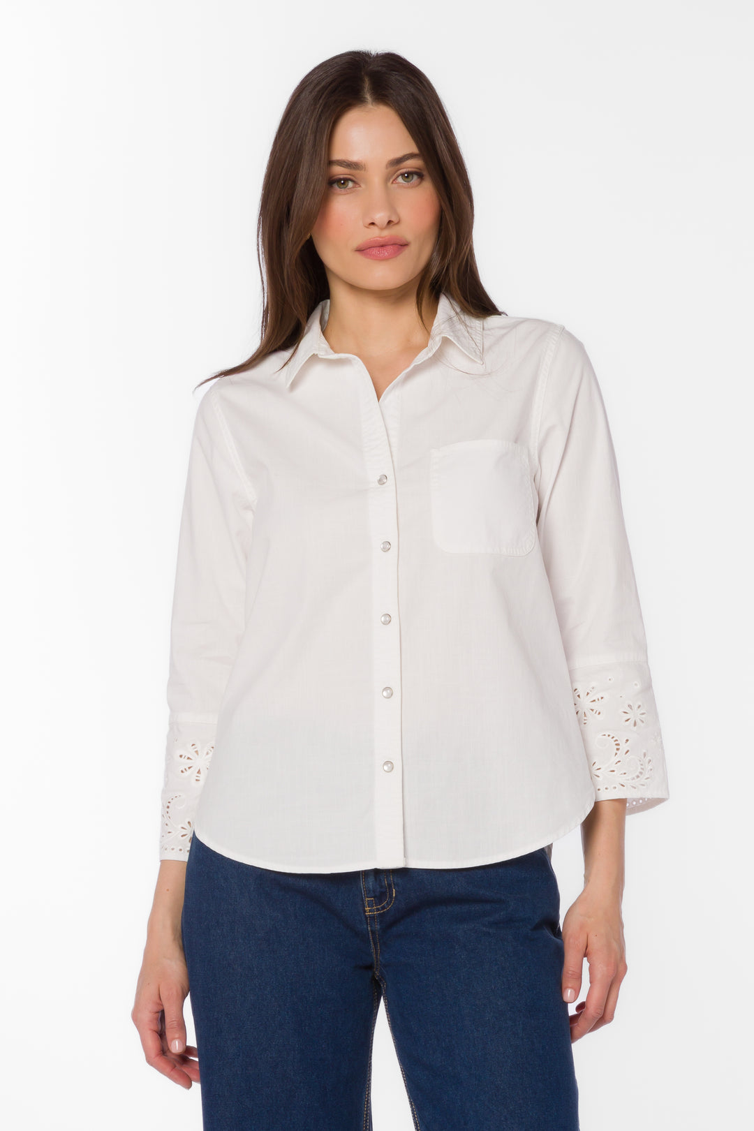 Blake White Embroidered Shirt -  - Velvet Heart Clothing