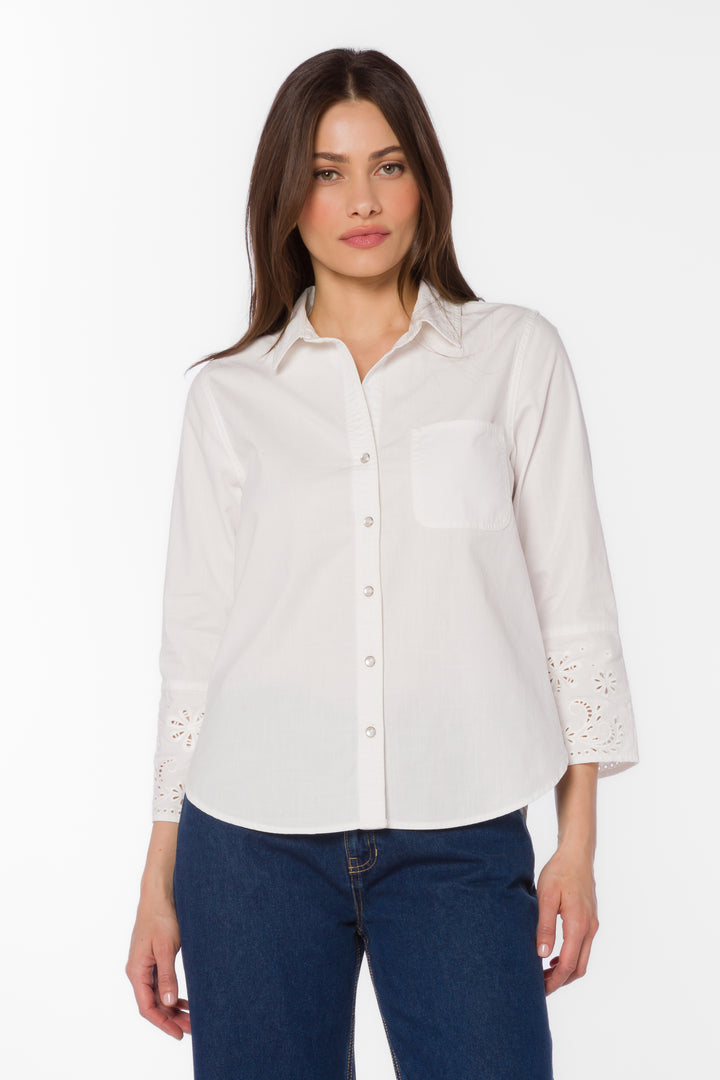 Blake White Embroidered Shirt -  - Velvet Heart Clothing