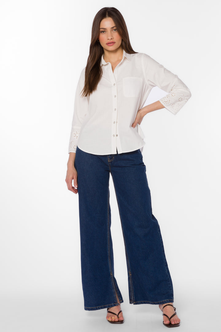 Blake White Embroidered Shirt -  - Velvet Heart Clothing