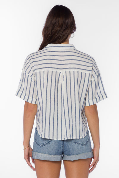 Brandon Navy Stripe Shirt - Tops - Velvet Heart Clothing