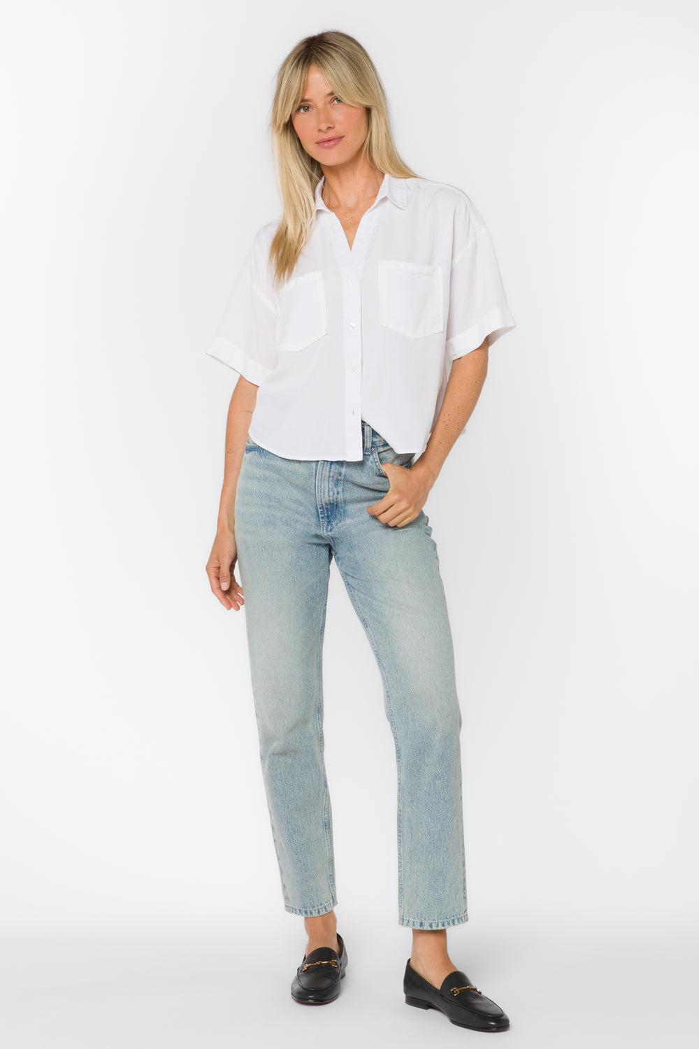 Brandon Optic White Shirt - Tops - Velvet Heart Clothing