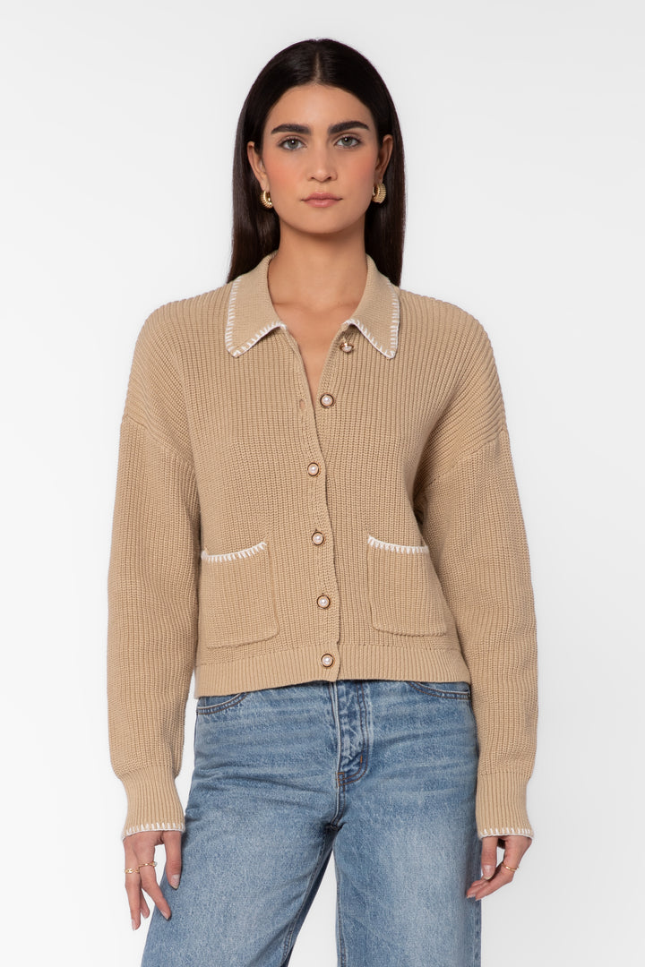 Brantley Latte Ribbed Cardigan