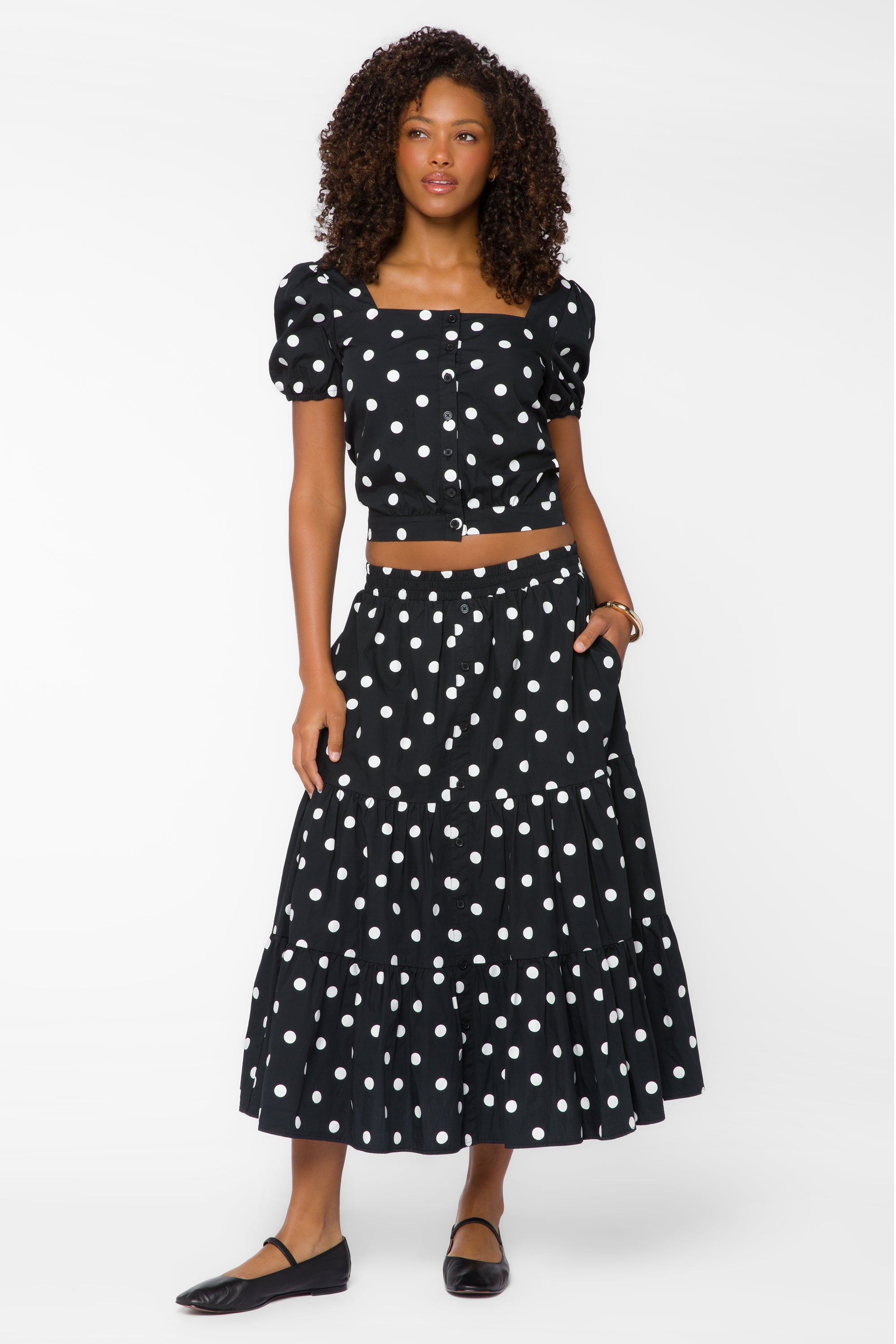 Braydon Black Dotted Skirt - Bottoms - Velvet Heart Clothing