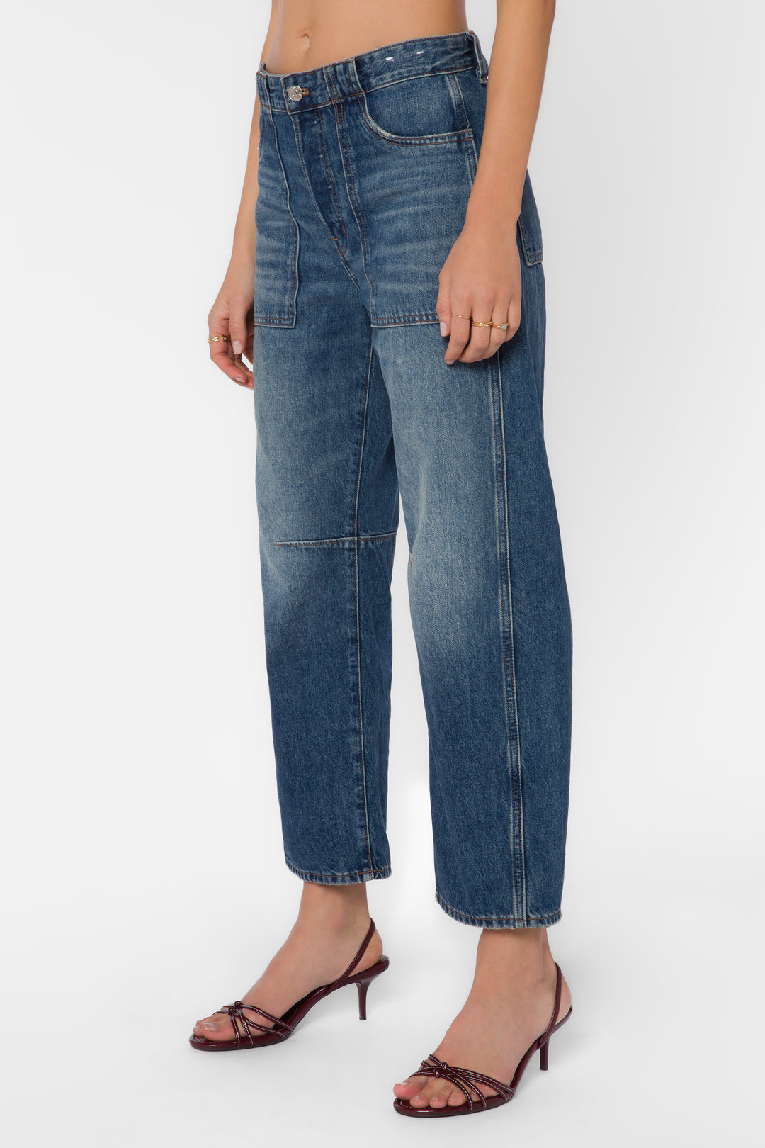 Braylon Blue Mid-Rise Barrel Jeans