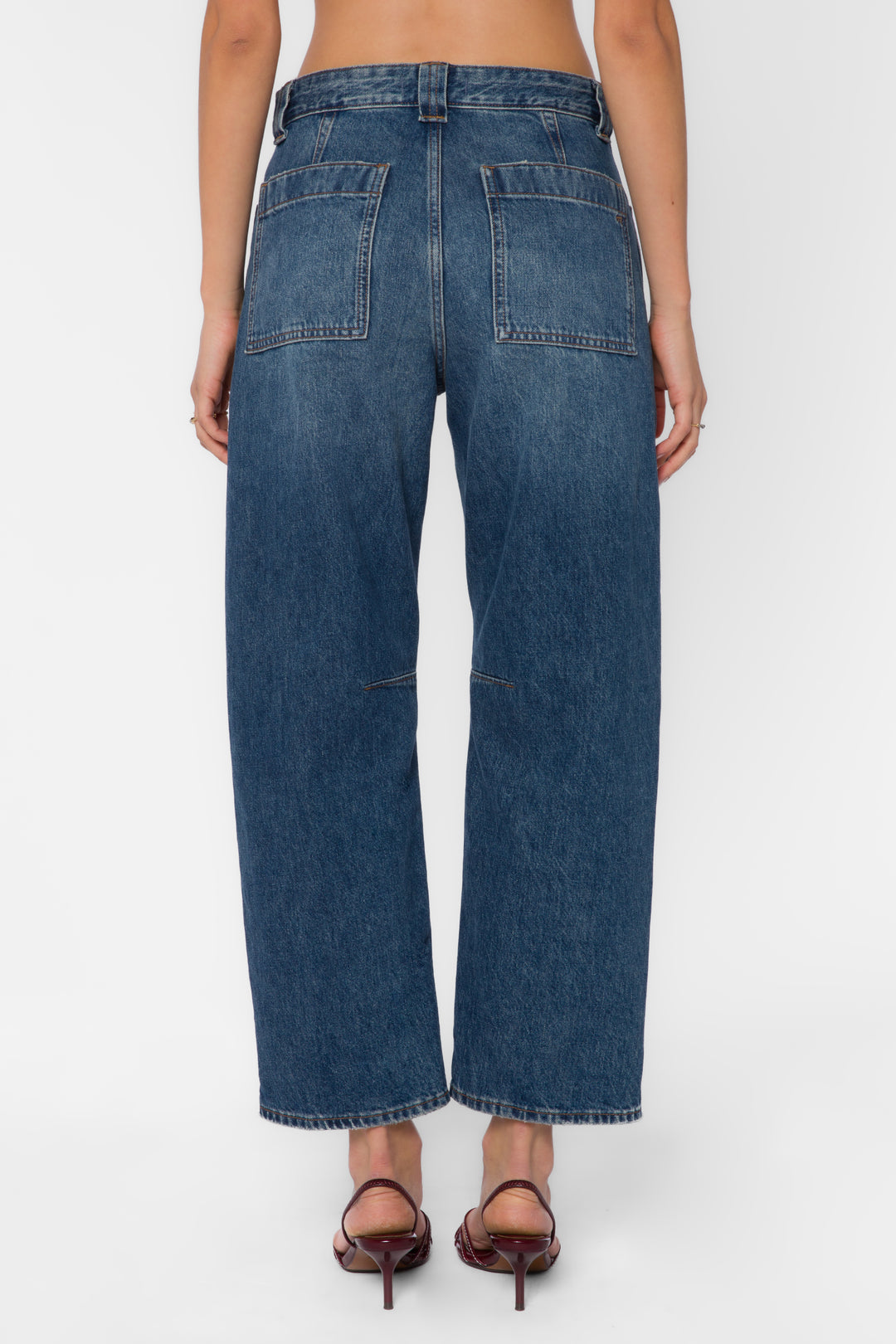 Braylon Blue Mid-Rise Barrel Jeans