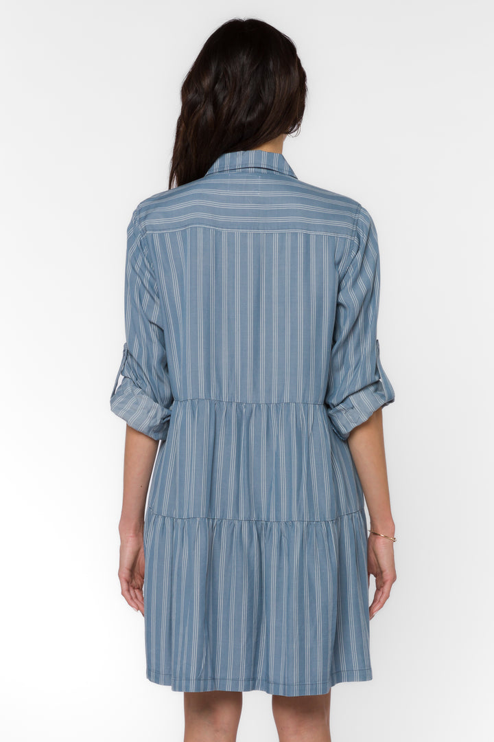 Bree Blue Spruce Stripe Dress - Dresses - Velvet Heart Clothing