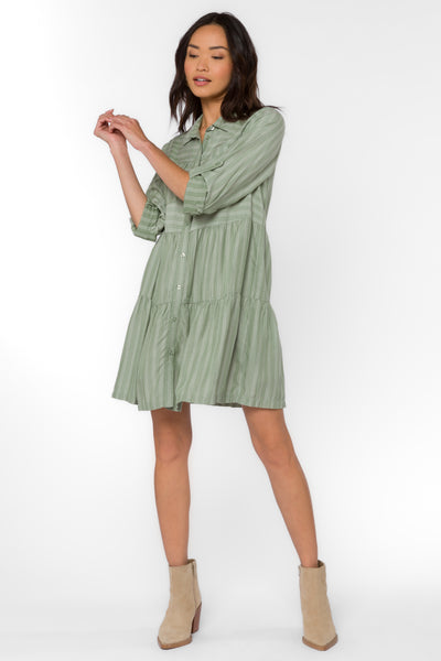 Bree Sage Stripe Dress - Dresses - Velvet Heart Clothing