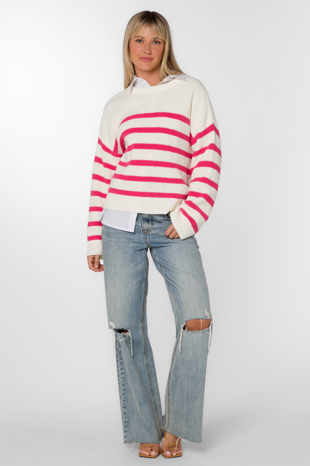 Bridgette Pink Stripe Sweater - Sweaters - Velvet Heart Clothing