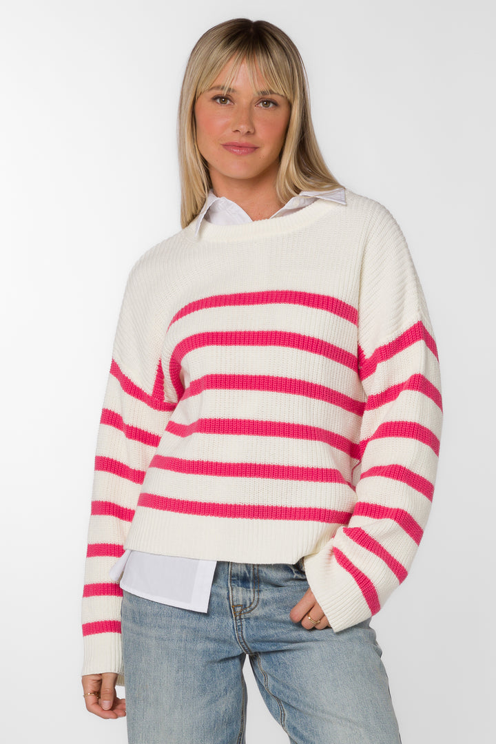 Bridgette Pink Stripe Sweater - Sweaters - Velvet Heart Clothing