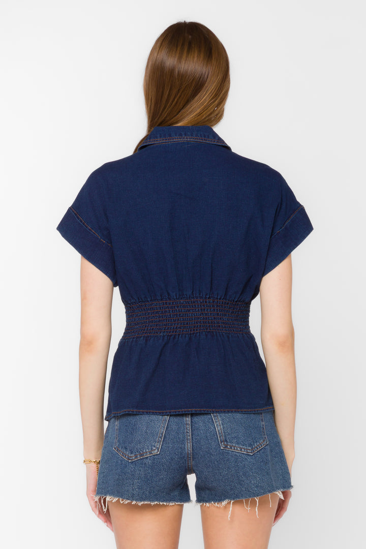Brielle Dark Blue Shirt - Tops - Velvet Heart Clothing