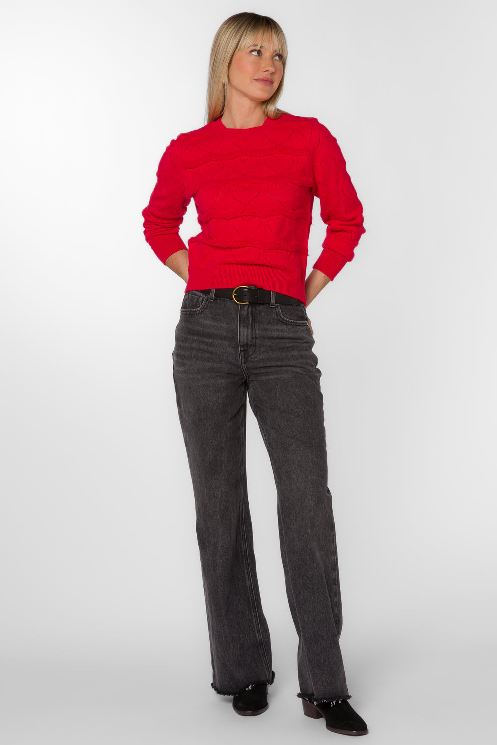 Brinley Red Ribbon Sweater - Sweaters - Velvet Heart Clothing