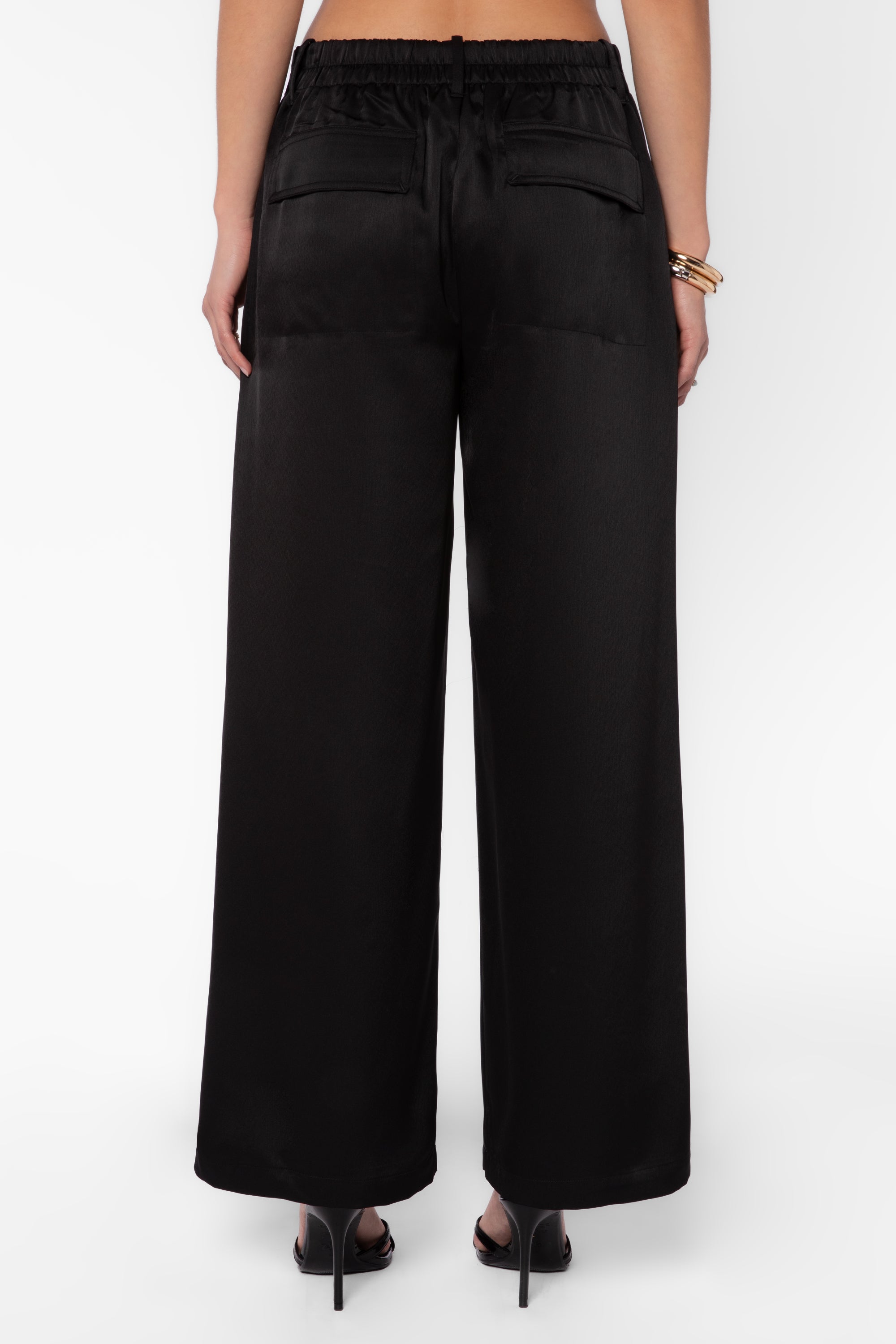 Bronnie Black Satin Pants - Bottoms - Velvet Heart Clothing