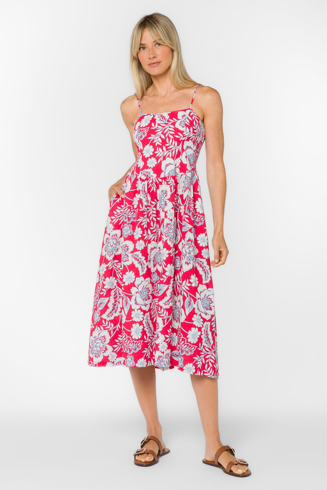 Brunilda Floral Dress M / Raspberry Floral Garden