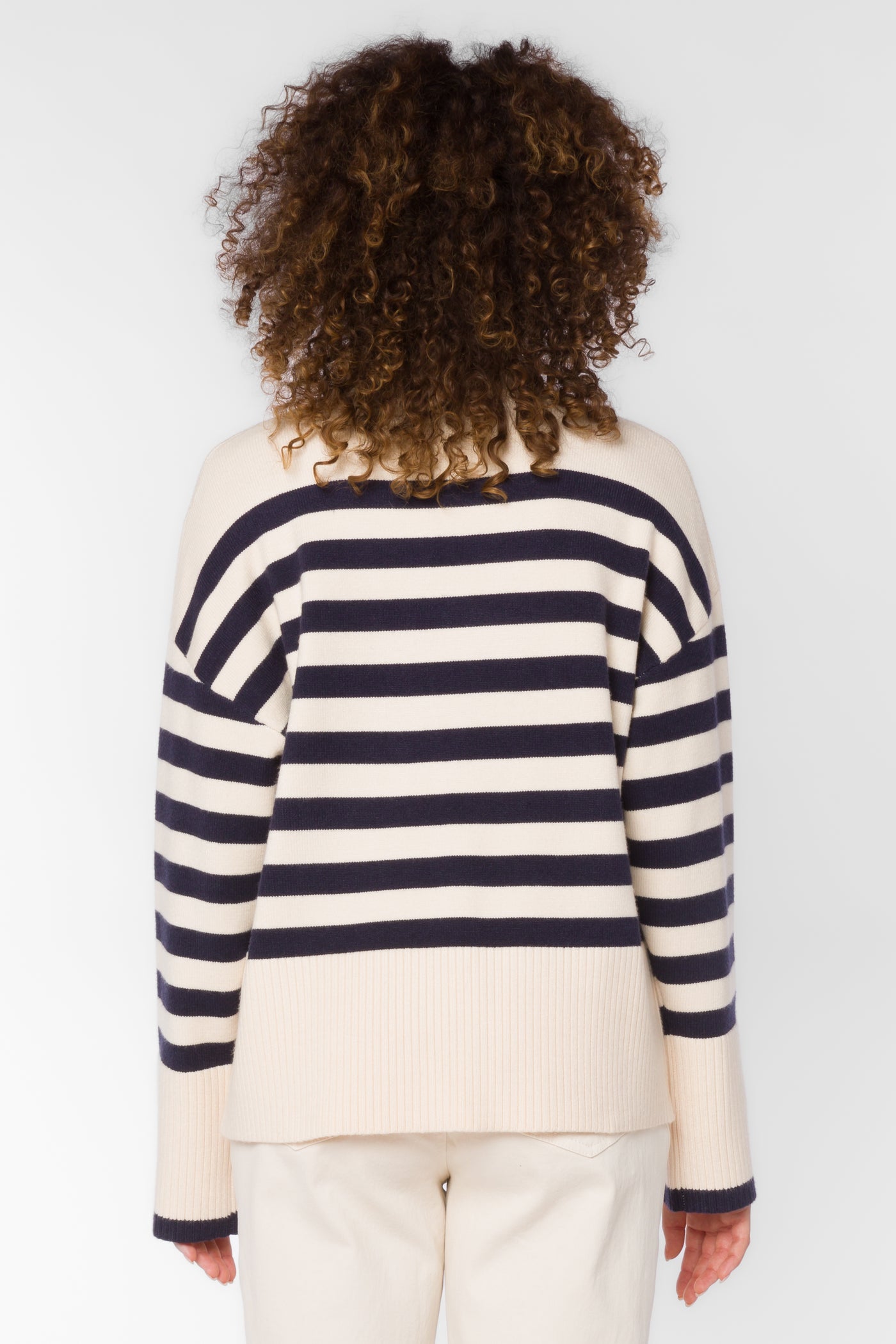 Caden Navy Ivory Stripe Sweater - Sweaters - Velvet Heart Clothing
