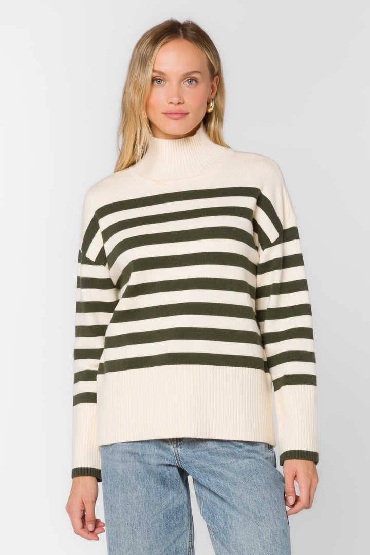 Caden Ivory Pine Stripe Sweater - Sweaters - Velvet Heart Clothing