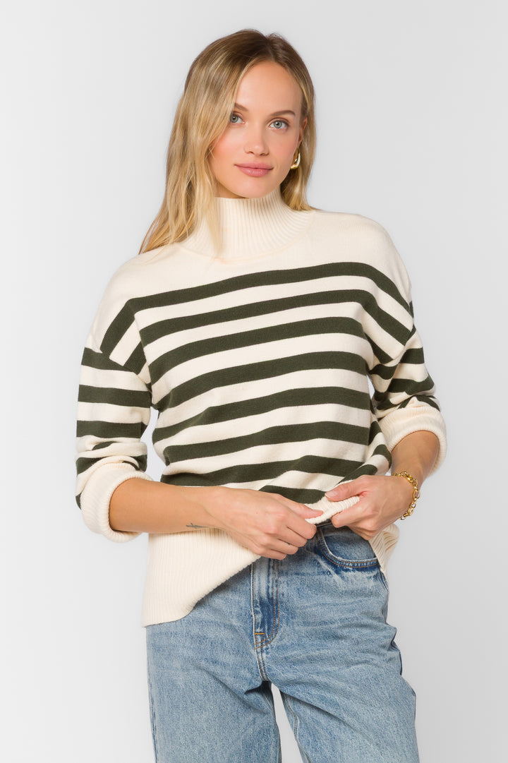 Caden Ivory Pine Stripe Sweater - Sweaters - Velvet Heart Clothing