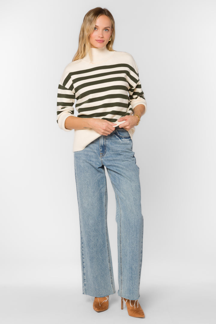 Caden Ivory Pine Stripe Sweater - Sweaters - Velvet Heart Clothing