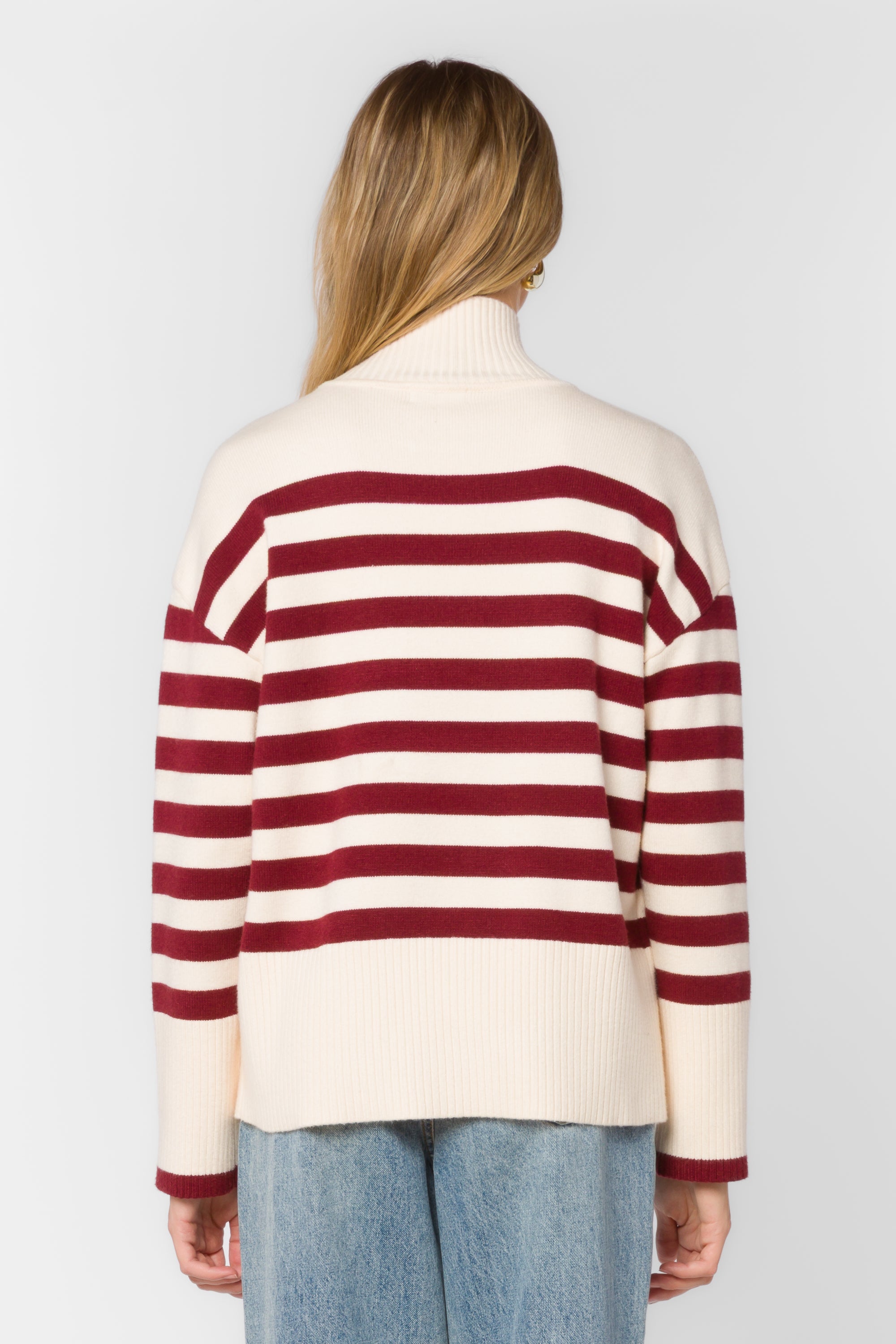 Caden Ivory Red Stripe Sweater - Sweaters - Velvet Heart Clothing