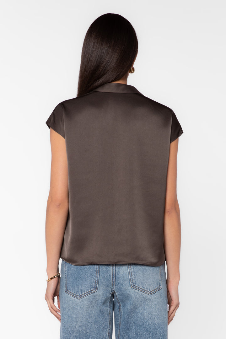 Camelia Bronze Satin Blouse