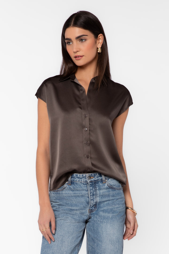 Camelia Bronze Satin Blouse