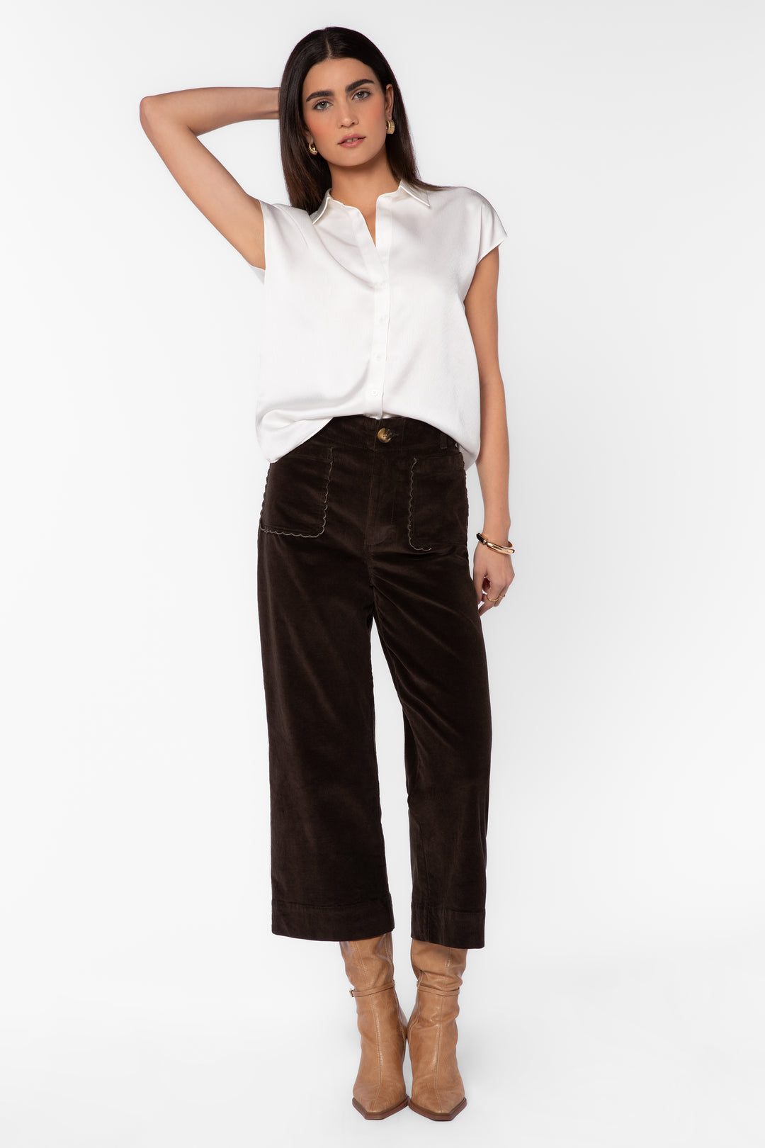 Camelia White Satin Blouse