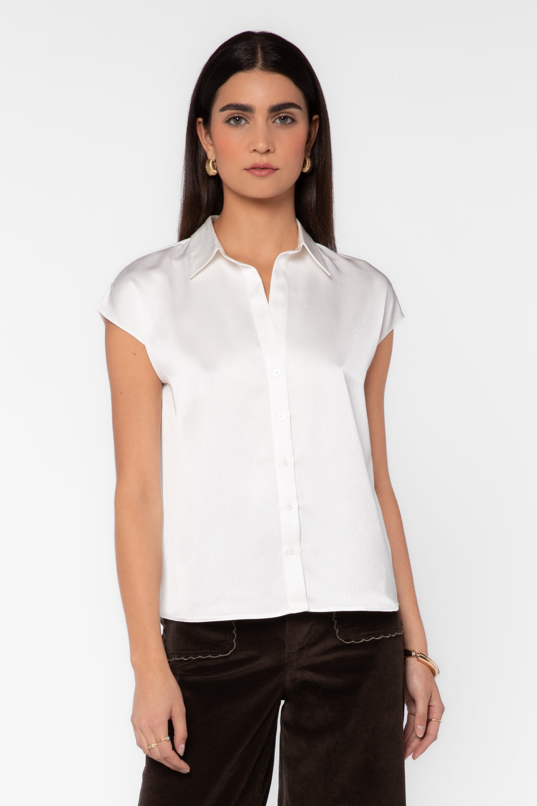 Camelia White Satin Blouse