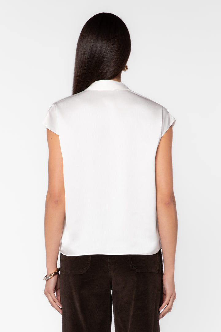 Camelia White Satin Blouse