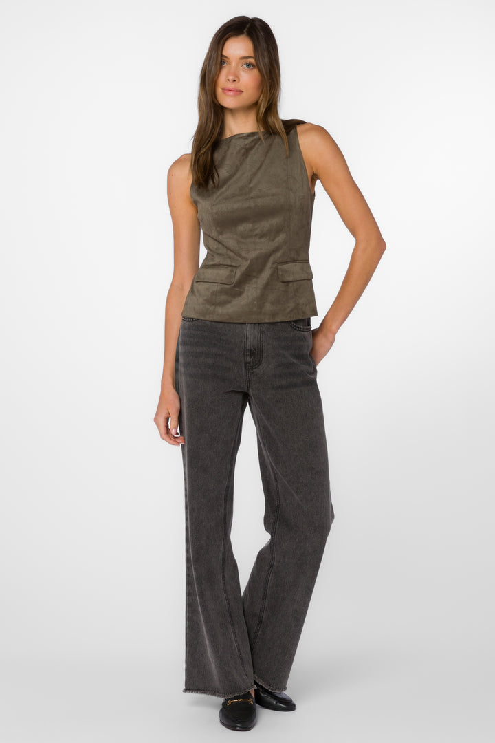 Candace Olive Vest - Tops - Velvet Heart Clothing