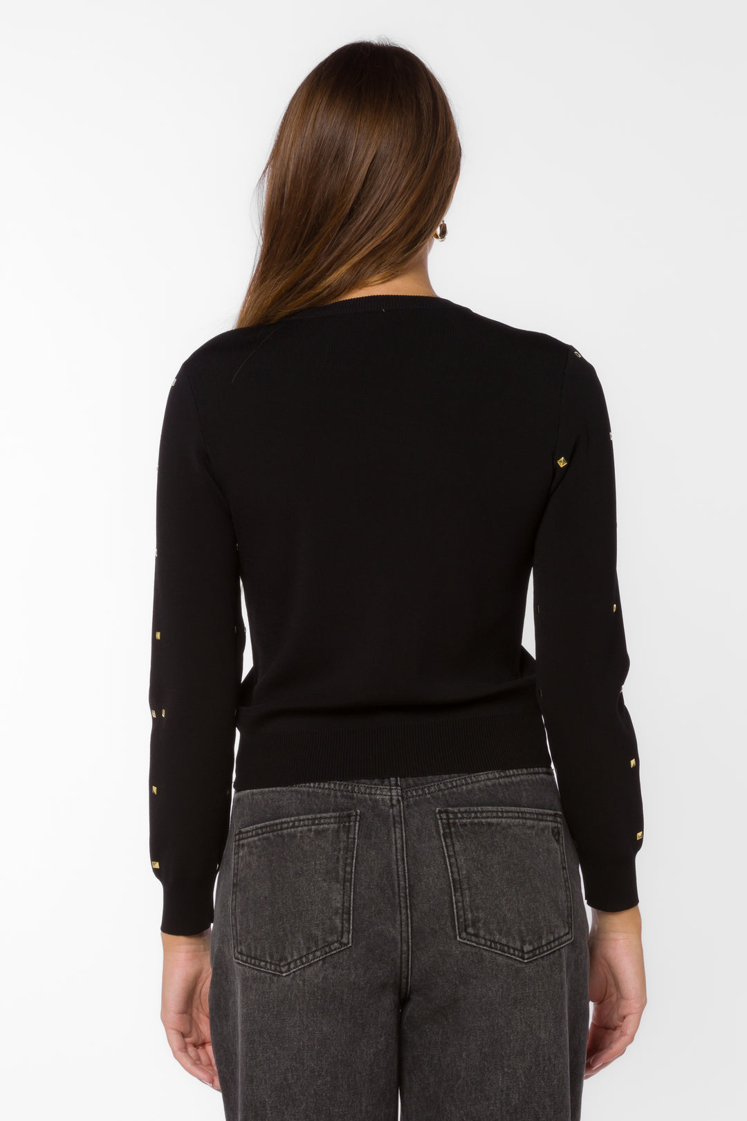 Candie Black Gold Studs Sweater - Sweaters - Velvet Heart Clothing