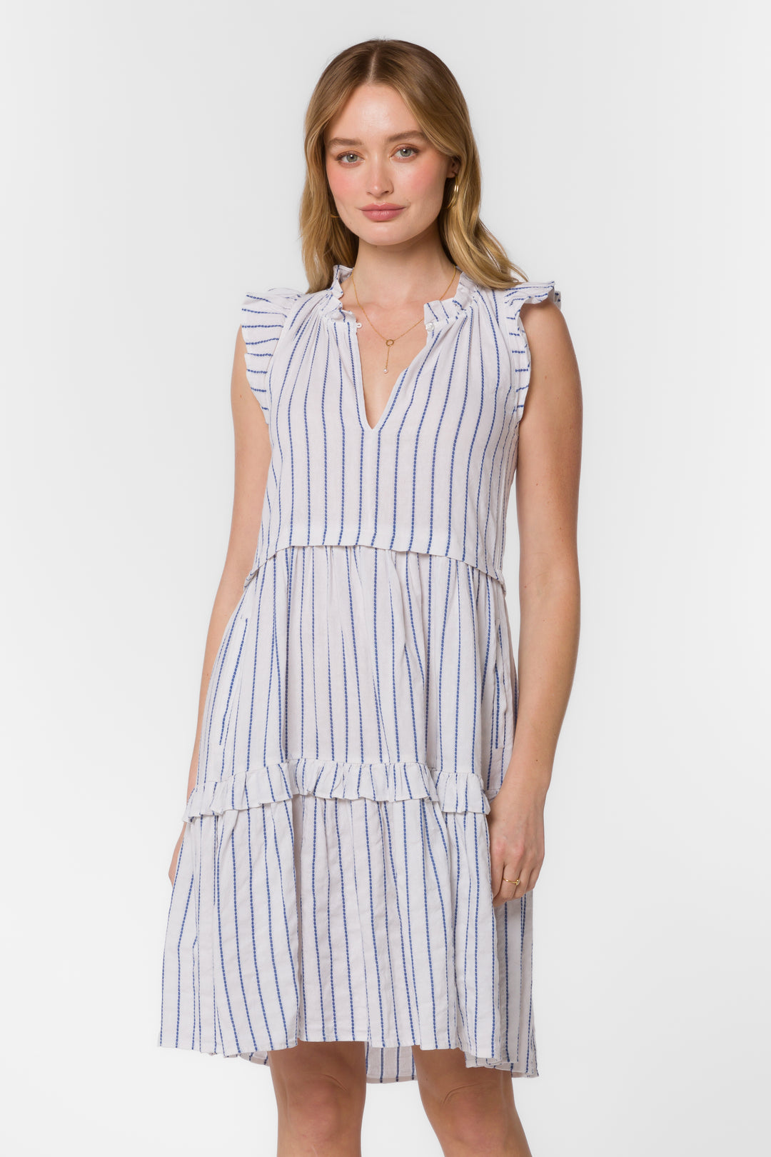 Candra Blue White Stripe Dress - Dresses - Velvet Heart Clothing